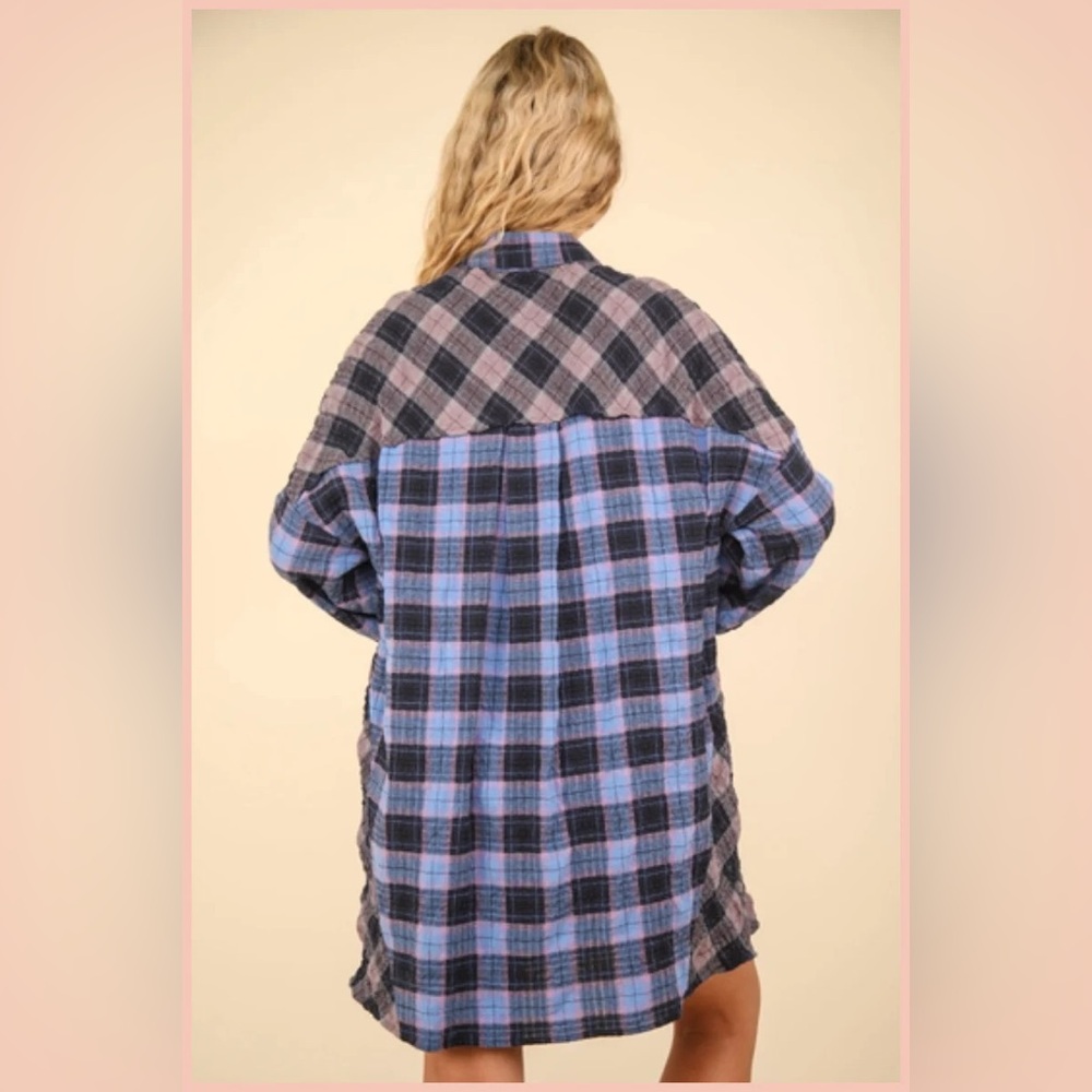 New In Plaid Button-Down CONTRAST PLAID CASUAL SHIRT DRESS - Picture 4 of 10